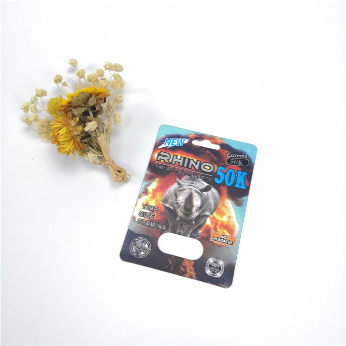 Customized Color 3d Blister Card Fire Rhino 50K Male Enhancement Pill Packaging