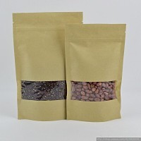 Recyclable Brown Customized Paper Bags For Grain / Coffee Packaging