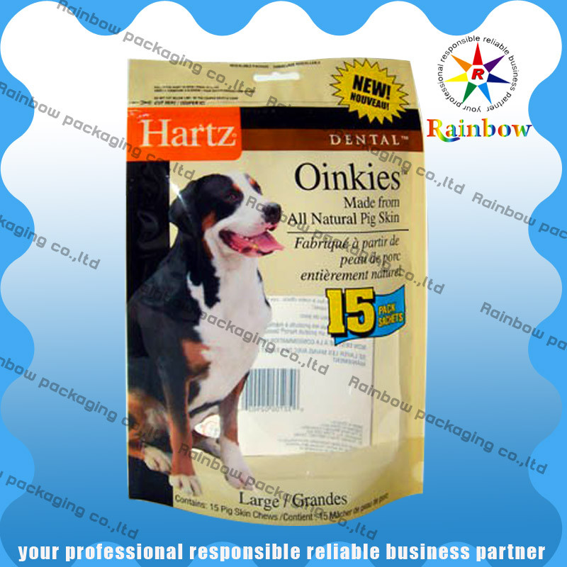 Dog Customized Pet Food Bag Recycled With Bottom Gusset and Zipper