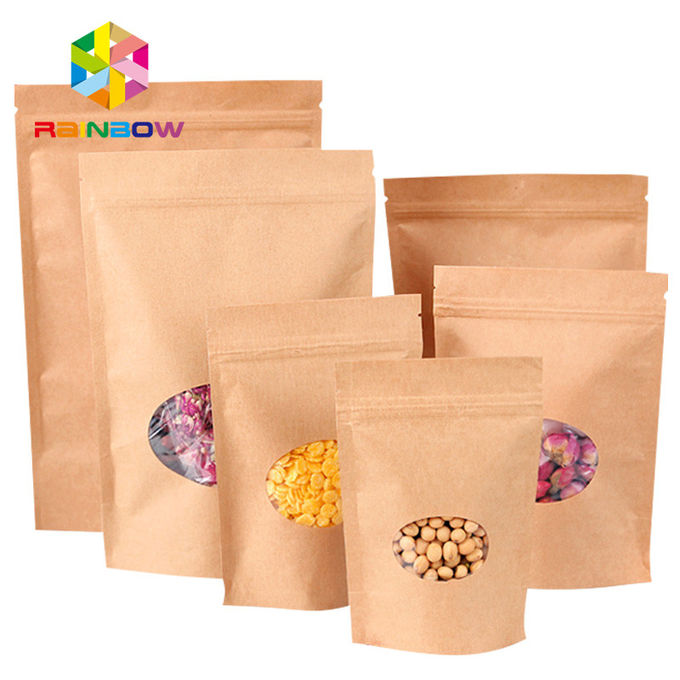 OEM Kraft Paper Mylar Zipper Food Bag Stand Up Pouch Packaging