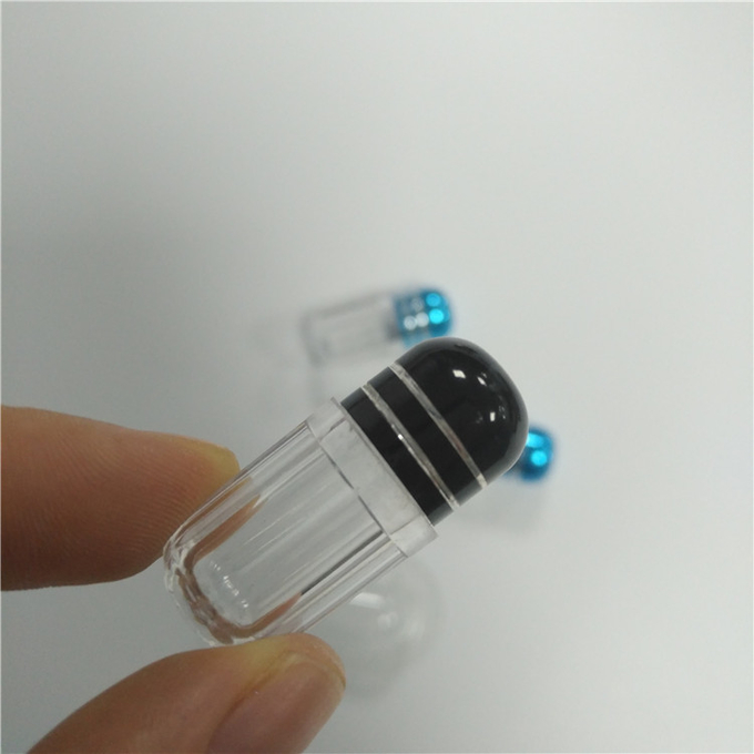 Clear Plastic Pill Bottless Rhino Capsule Containers Colorful Metal Cap For 3D Cards