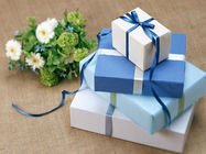 Cuboid Custom Gift Paper Boxes Gravure Printing With Silk Ribbon