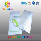 White Block Bottom Food Grade Plastic Pouch packaging With Aluminum Foil Custom Printed