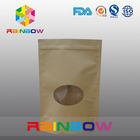 Customized Size Plain Brown Zipper Top Kraft Paper Bags For Pepper Snack With ROUND Window
