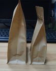 Block Bottom Kraft Paper Snack Bag Packaging Flat Bottom Pouch With Pocket Zipper