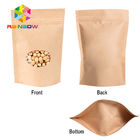 Stand Up Brown Paper Bags For Candy Packaging With Window / Kraft paper bag for food