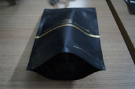 Aluminum Foil Tea Bags Packaging / Stand Up Matt Black Plastic Coffee Bag With Zip Lock