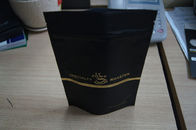 Aluminum Foil Tea Bags Packaging / Stand Up Matt Black Plastic Coffee Bag With Zip Lock