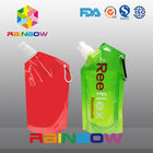 350ml 500ml 1L  plastic Flask Water green red color printed Bottle Bag with big Cap