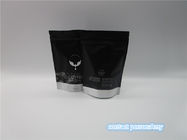 Matte black / white Plastic Pouches Packaging , stand up coffee bags with zipper