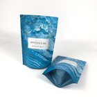 Printed Reusable Packaged Pouches For Bath Soak Stand Up Aluminum Zipper Matte Blue Mylar