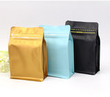 Plastic zipper packaging custom printing coffee bag matte blue flat bottom bags 250g, 1lb, 2Lb