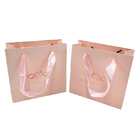 Custom Print Logo Elegant White Black Gift Paper Bags Luxury Clothing Boutique Paper Shopping Bag With Ribbon Handle