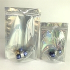 Customized Logo Zip Lock  Bags Flat Holographic Film Mini Mylar Three Side Seal