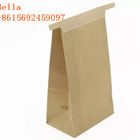 Square Block Customized Paper Bags Flat Bottom Window Kraft Paper For Coffee Bean