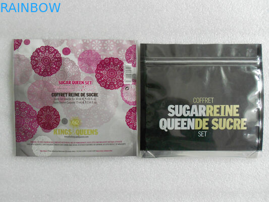 PET / AL / PE, OPP / AL / PE Cosmetic Packaging Bags with Tear Notch, Zip Lock