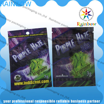 Customized Logo Herbal Incense Zip Plastic Bags , Spice Herbal Incense Bag