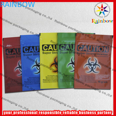 Herbal Incense Zip Plastic Bags Durable With Three Side Sealed