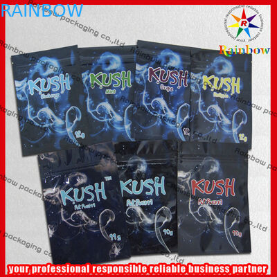 Kush Aluminum Foil Zip Plastic Bags , Herbal Incense Colorful Zipper Bag