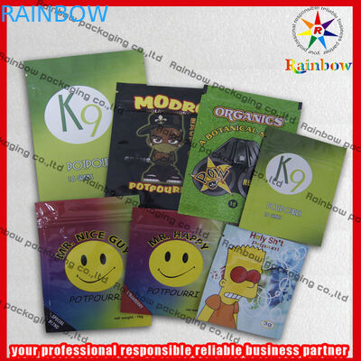 Foil Laminated Zip Plastic Bags Herbal Incense With Top Zipper