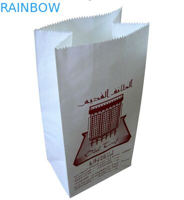 Printed Craft Stand Up White Customized Paper Bags For Bread / Hamburger
