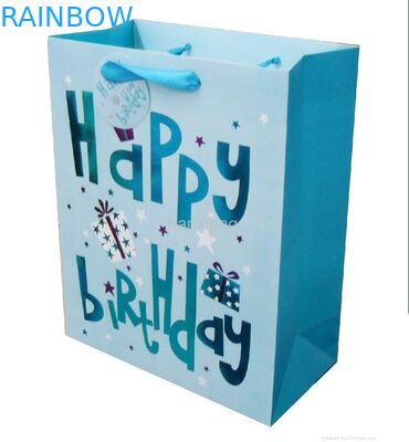 Custom Embossed Paper Packaging Bag Grosgrain Handle for Christmas
