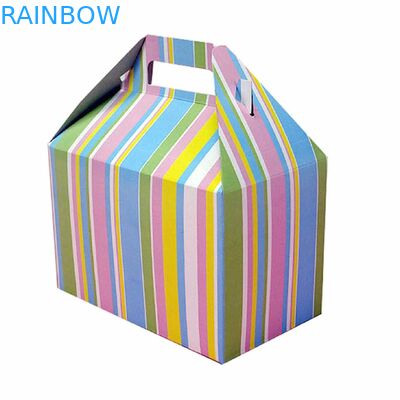 Beautiful Foldable Cake Packaging Box Silver Art / Kraft Paper With Handle
