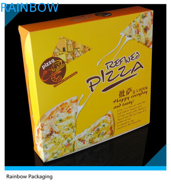 Yellow Attractive Paper Packaging Boxes Customized Logo For Pizza Packaging