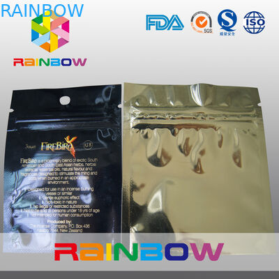 Flat three sides sealed mylar foil zipper with hange hole