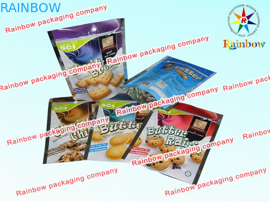 Soft Plastic Printed Laminated Pouch Packaging , Cookie Reclosable Packaging Bag