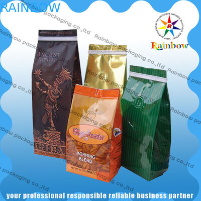 Stand Up Coffee / Tea Plastic Packaging Bag Side Gusset  Custom Printing With Valve