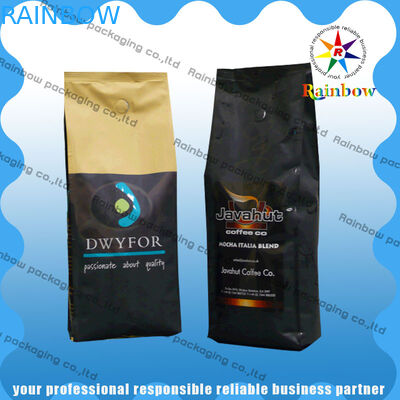 Stand Up Coffee / Tea Plastic Packaging Bag Side Gusset  Custom Printing With Valve