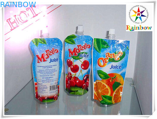 Colorful Printing Stand Up Spout Pouch Packaging For Milk And Orange Juice