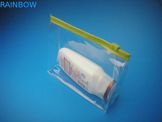 PVC Plastic Poly Pouches For Cosmetics Packaging With Slider Zipper