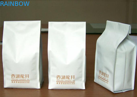 Ceramic Quad Seal Tea Packaging Pouches Stand Up Side Gusset