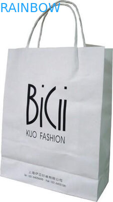 Logo Printed Shopping Paper Bag Packaging White 110 Gram Reusable