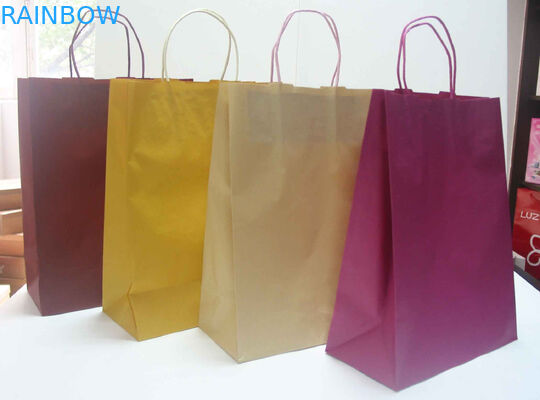 Purple / Yellow / Brown Paper Bag Packaging Eco-friendly With Stylish Logo