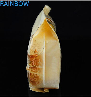 Zipper Brown Kraft Customized Paper Bags Printing With For Bread / Bean