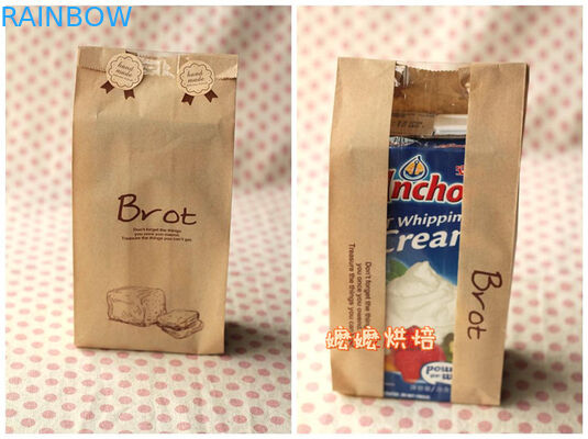 Bread / Milk Kraft Paper Bags Laminated Multi-Layers With Clear Window
