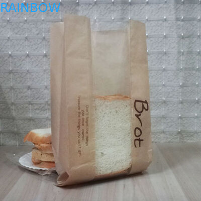 Bread / Milk Kraft Paper Bags Laminated Multi-Layers With Clear Window
