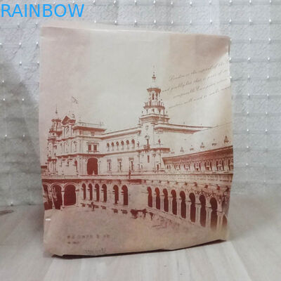 Food Grade Custom Kraft Paper Bag Packaging Stand Up For Bread / Cake