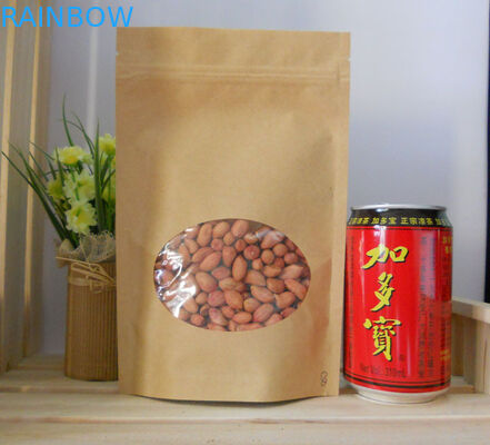 Food Grade Customized Paper Bags Kraft Paper With  Window For Beans / Rice