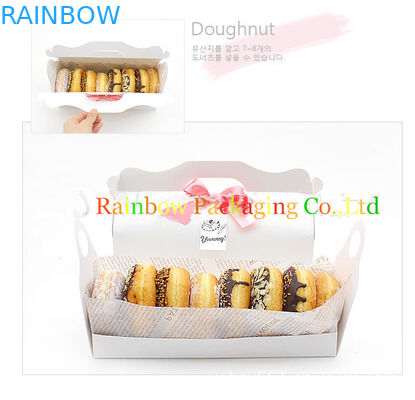 Take Away Handle Paper Box Packaging With Transparent Window For Cookie