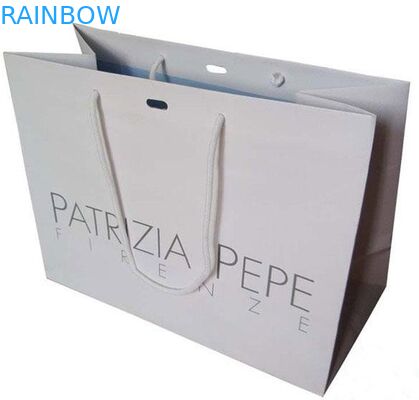 Large White Kraft Paper Customized Paper Bags With Hole In The Center