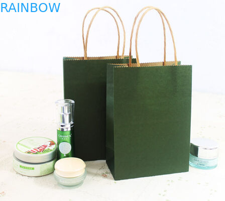 Fancy Green Printing Customized Paper Bags Kraft Paper For Shopping