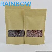 Recyclable Brown Customized Paper Bags For Grain / Coffee Packaging
