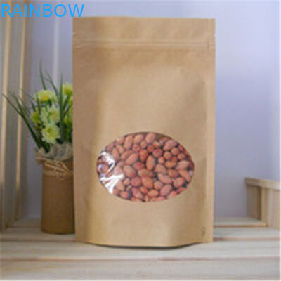 Clear Window Customized Paper Bags , Zipper Brown Paper Bags