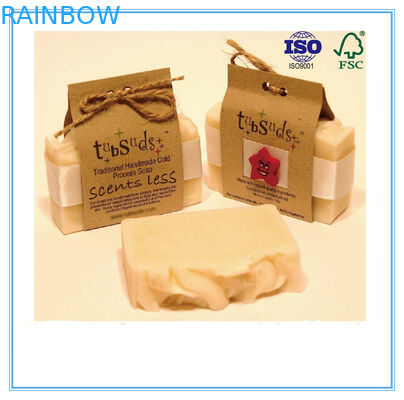 Recycled Paper Soap Packaging Box Custom Printed With Closure String