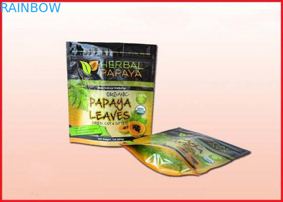 Stand Up Herbal Leaves Printed k Bags Resuable Aluminum Foil