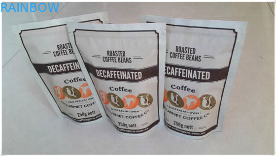 Stand Up Plastic Pouches Packaging Zip For 250 Gram Roasted Coffee Bean